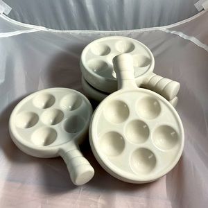 Lot of 4 Vintage Ceramic Escargot or Mushroom Baking Dishes